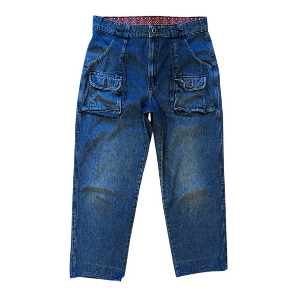 Vintage OshKosh High Rise Utility Jeans Straight Leg Workwear Denim 34 X 29 - Picture 5 of 14